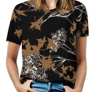 AILLOSA YH-331 Tamamı Baskılı Kısa Kollu Yuvarlak Yaka Kadın T-shirt