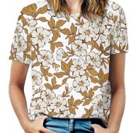 AILLOSA YH-332 Tamamı Baskılı Kısa Kollu Yuvarlak Yaka Kadın T-shirt