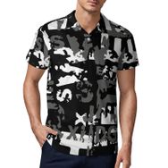 AILLOSA YH-333 3D Baskılı Desen Kısa Kollu Polo Yaka Erkek T-shirt