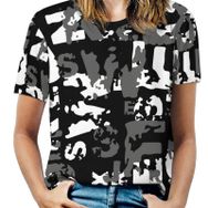 AILLOSA YH-333 Tamamı Baskılı Kısa Kollu Yuvarlak Yaka Kadın T-shirt