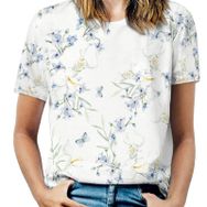 AILLOSA YH-334 Tamamı Baskılı Kısa Kollu Yuvarlak Yaka Kadın T-shirt