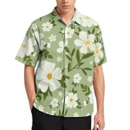 AILLOSA YH-335 Aloha Hawaii 3D Desen Kısa Kollu Erkek Gömlek