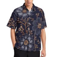 AILLOSA YH-337 Aloha Hawaii 3D Desen Kısa Kollu Erkek Gömlek