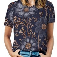 AILLOSA YH-337 Tamamı Baskılı Kısa Kollu Yuvarlak Yaka Kadın T-shirt