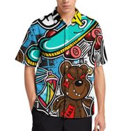 AILLOSA YH-339 Aloha Hawaii 3D Desen Kısa Kollu Erkek Gömlek