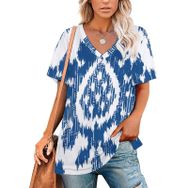 AILLOSA YH-34 Tamamı Baskılı V Yaka Kısa Kollu Kadın T-Shirt
