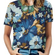AILLOSA YH-340 Tamamı Baskılı Kısa Kollu Yuvarlak Yaka Kadın T-shirt