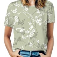 AILLOSA YH-343 Tamamı Baskılı Kısa Kollu Yuvarlak Yaka Kadın T-shirt