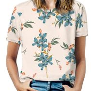 AILLOSA YH-345 Tamamı Baskılı Kısa Kollu Yuvarlak Yaka Kadın T-shirt