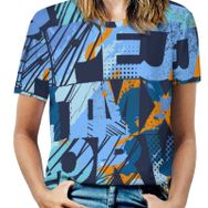 AILLOSA YH-347 Tamamı Baskılı Kısa Kollu Yuvarlak Yaka Kadın T-shirt