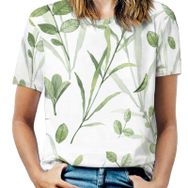 AILLOSA YH-349 Tamamı Baskılı Kısa Kollu Yuvarlak Yaka Kadın T-shirt