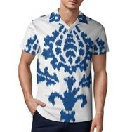 AILLOSA YH-35 3D Baskılı Desen Kısa Kollu Polo Yaka Erkek T-shirt