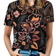 AILLOSA YH-350 Tamamı Baskılı Kısa Kollu Yuvarlak Yaka Kadın T-shirt