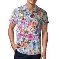 AILLOSA YH-351 3D Baskılı Desen Kısa Kollu Polo Yaka Erkek T-shirt