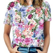 AILLOSA YH-351 Tamamı Baskılı Kısa Kollu Yuvarlak Yaka Kadın T-shirt