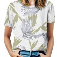 AILLOSA YH-356 Tamamı Baskılı Kısa Kollu Yuvarlak Yaka Kadın T-shirt