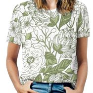 AILLOSA YH-357 Tamamı Baskılı Kısa Kollu Yuvarlak Yaka Kadın T-shirt