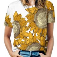 AILLOSA YH-359 Tamamı Baskılı Kısa Kollu Yuvarlak Yaka Kadın T-shirt