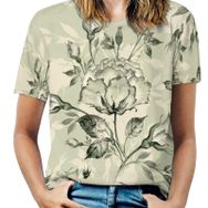 AILLOSA YH-360 Tamamı Baskılı Kısa Kollu Yuvarlak Yaka Kadın T-shirt