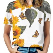 AILLOSA YH-361 Tamamı Baskılı Kısa Kollu Yuvarlak Yaka Kadın T-shirt