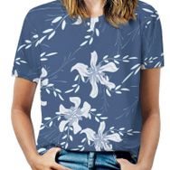 AILLOSA YH-362 Tamamı Baskılı Kısa Kollu Yuvarlak Yaka Kadın T-shirt