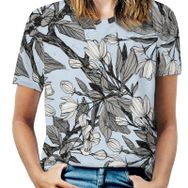 AILLOSA YH-363 Tamamı Baskılı Kısa Kollu Yuvarlak Yaka Kadın T-shirt