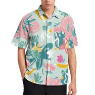 AILLOSA YH-365 Aloha Hawaii 3D Desen Kısa Kollu Erkek Gömlek