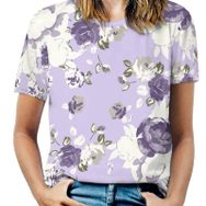 AILLOSA YH-366 Tamamı Baskılı Kısa Kollu Yuvarlak Yaka Kadın T-shirt