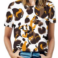 AILLOSA YH-368 Tamamı Baskılı Kısa Kollu Yuvarlak Yaka Kadın T-shirt