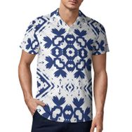 AILLOSA YH-37 3D Baskılı Desen Kısa Kollu Polo Yaka Erkek T-shirt