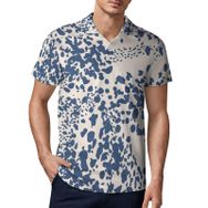 AILLOSA YH-370 3D Baskılı Desen Kısa Kollu Polo Yaka Erkek T-shirt