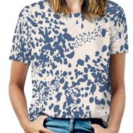 AILLOSA YH-370 Tamamı Baskılı Kısa Kollu Yuvarlak Yaka Kadın T-shirt