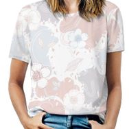 AILLOSA YH-372 Tamamı Baskılı Kısa Kollu Yuvarlak Yaka Kadın T-shirt
