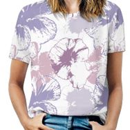 AILLOSA YH-375 Tamamı Baskılı Kısa Kollu Yuvarlak Yaka Kadın T-shirt