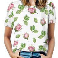 AILLOSA YH-379 Tamamı Baskılı Kısa Kollu Yuvarlak Yaka Kadın T-shirt