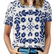 AILLOSA YH-38 Tamamı Baskılı Kısa Kollu Yuvarlak Yaka Kadın T-shirt
