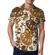 AILLOSA YH-380 3D Baskılı Desen Kısa Kollu Polo Yaka Erkek T-shirt