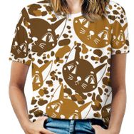 AILLOSA YH-380 Tamamı Baskılı Kısa Kollu Yuvarlak Yaka Kadın T-shirt