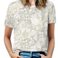 AILLOSA YH-382 Tamamı Baskılı Kısa Kollu Yuvarlak Yaka Kadın T-shirt