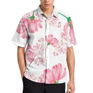 AILLOSA YH-383 Aloha Hawaii 3D Desen Kısa Kollu Erkek Gömlek