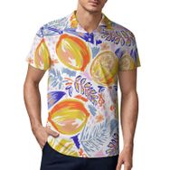 AILLOSA YH-384 3D Baskılı Desen Kısa Kollu Polo Yaka Erkek T-shirt