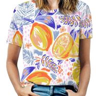 AILLOSA YH-384 Tamamı Baskılı Kısa Kollu Yuvarlak Yaka Kadın T-shirt