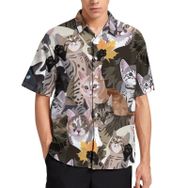 AILLOSA YH-386 Aloha Hawaii 3D Desen Kısa Kollu Erkek Gömlek