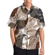 AILLOSA YH-387 Aloha Hawaii 3D Desen Kısa Kollu Erkek Gömlek