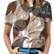 AILLOSA YH-387 Tamamı Baskılı Kısa Kollu Yuvarlak Yaka Kadın T-shirt