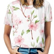 AILLOSA YH-388 Tamamı Baskılı Kısa Kollu Yuvarlak Yaka Kadın T-shirt