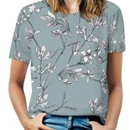 AILLOSA YH-389 Tamamı Baskılı Kısa Kollu Yuvarlak Yaka Kadın T-shirt