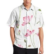 AILLOSA YH-390 Aloha Hawaii 3D Desen Kısa Kollu Erkek Gömlek