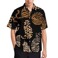 AILLOSA YH-392 Aloha Hawaii 3D Desen Kısa Kollu Erkek Gömlek