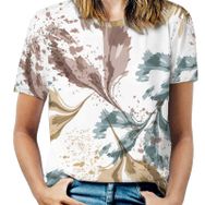 AILLOSA YH-396 Tamamı Baskılı Kısa Kollu Yuvarlak Yaka Kadın T-shirt
